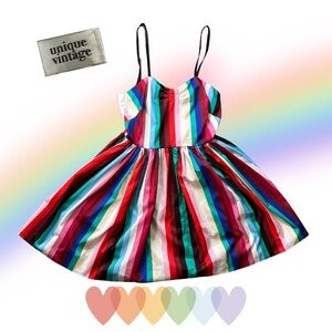 Unique Vintage Multicolor Striped Dress